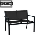 Zestaw mebli ogrodowych NERO 4-elementowy – sofa, 2 fotele i stolik ze szklanym blatem