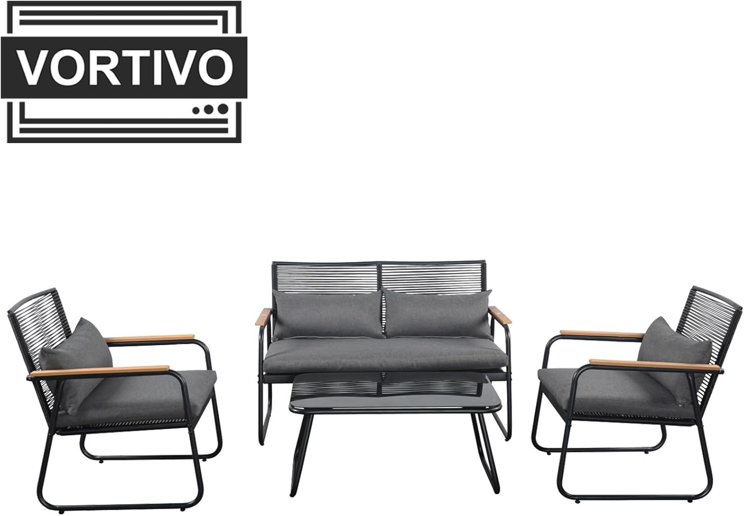 Zestaw mebli ogrodowych TIVO 4-elementowy – sofa, 2 fotele i stolik