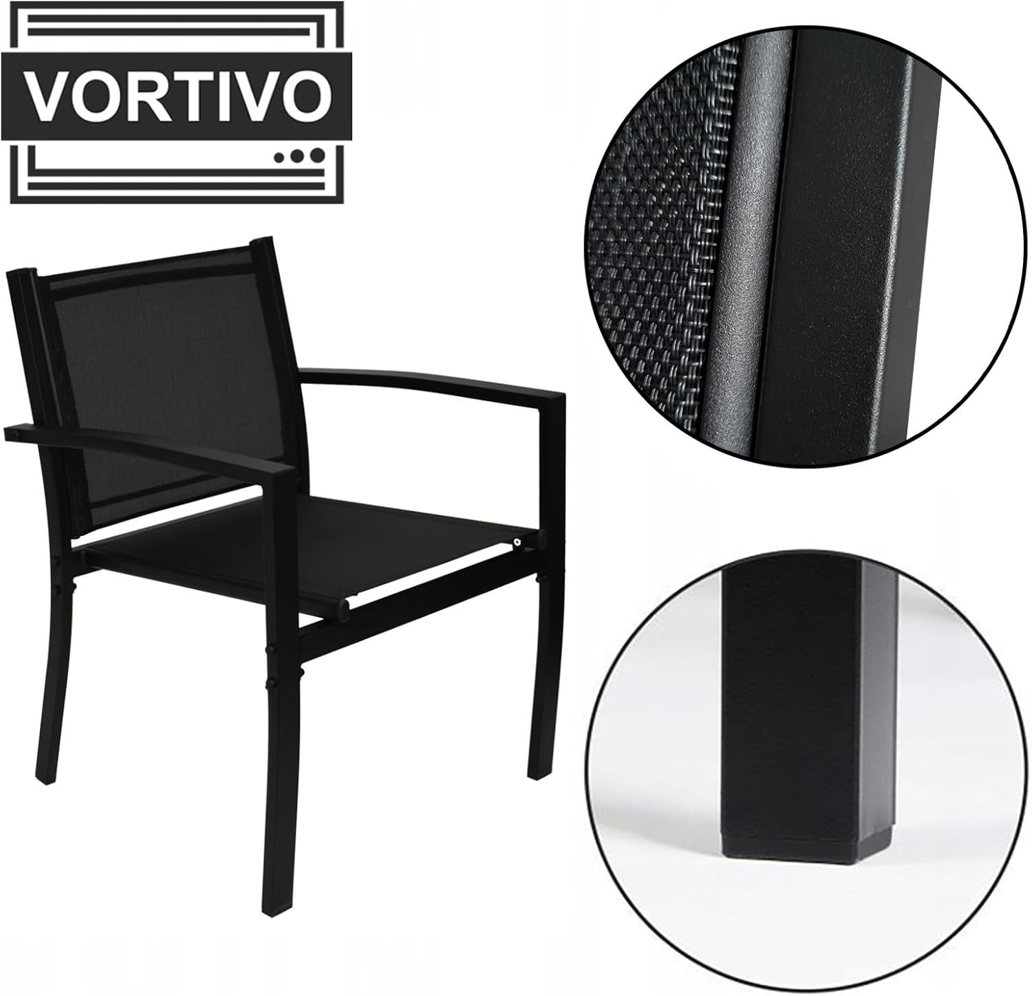 Zestaw mebli ogrodowych NERO 4-elementowy – sofa, 2 fotele i stolik ze szklanym blatem