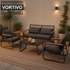 Zestaw mebli ogrodowych TIVO 4-elementowy – sofa, 2 fotele i stolik