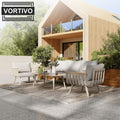 Aluminiowy zestaw mebli ogrodowych LUNA 4-elementowy – sofa 3-osobowa, 2 fotele i stolik | Beż/Taupe